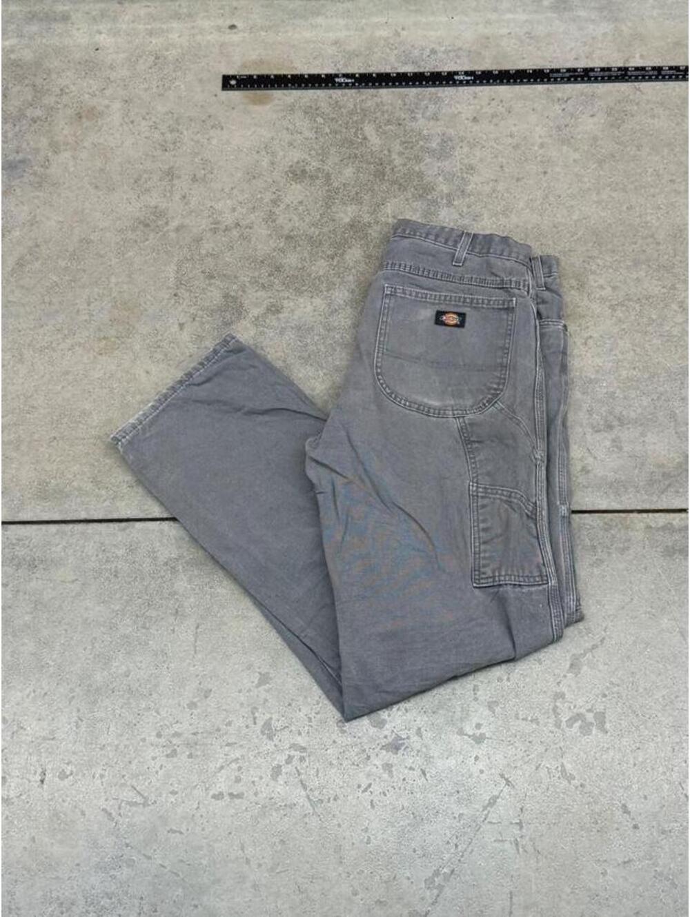 vintage dickies grey relaxed baggy fit dungaree cargo pants size 34 x 34